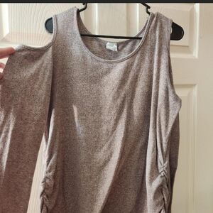 Women's Heathered Pinkish Gray Cold Shoulder Top